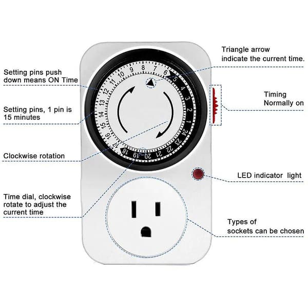 Programmerbare Mekaniske Stikkontakter, Elektrisk Stikkontakt Programmer, Timer Stikkontakt -- (230v 50hz 16a)