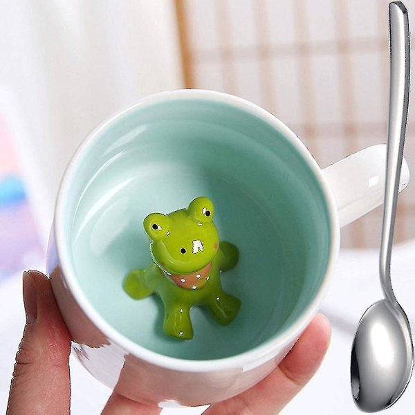 Froskefigur Keramikk Kaffekrus Morsomme tekopper - 3d dyr inni kaffekrus For gutter Jenter Kvinner Menn