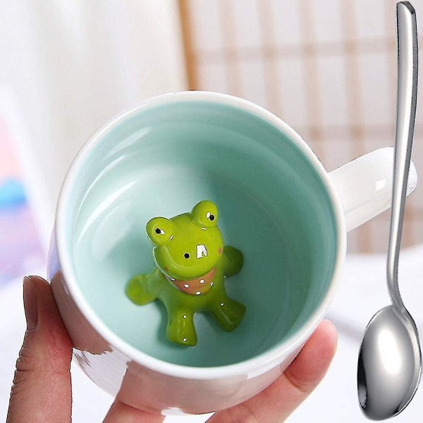 Groda Figur Keramik Kaffeekoppar Roliga Tekoppar - 3D Djur Inuti Kaffeekopp För Pojkar Flickor Kvinnor Män