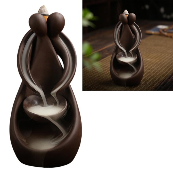 Meditation Incense Holder Home Couple Hug Decoration Office Waterfall Backflow