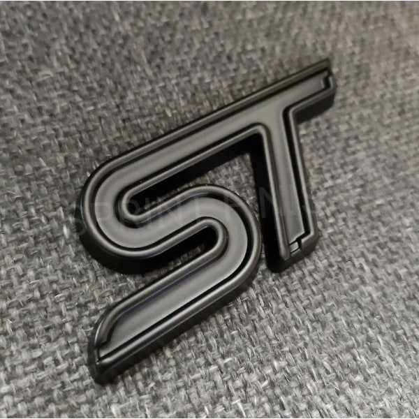 Mattsvart St Badge 3d metallemblem för Ford Fiesta Focus St-line X Edition bil