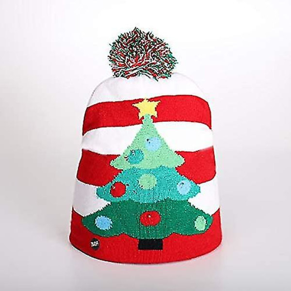 LED-belyst lue med blinkende lys - Strikket julelue for menn og kvinner, perfekt for festivaler og fester