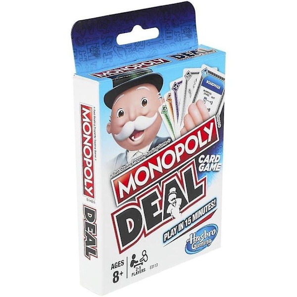 Monopoly Deal Hurtigkortspill for Familier, Barn fra 8 år og Oppover og 2-5 Spillere（Engelsk utgave）