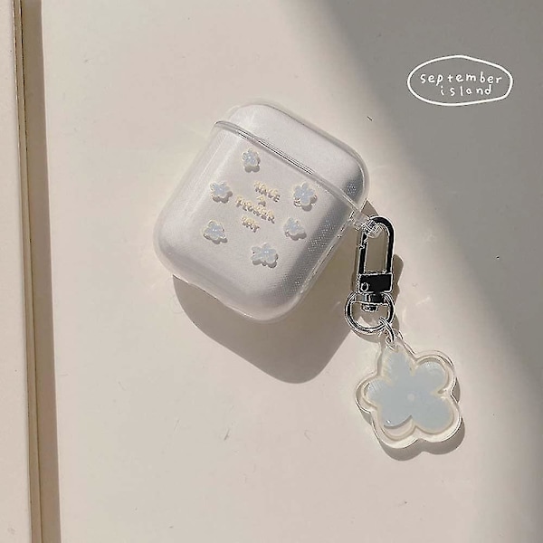 Airpods 2 og 1 deksel Søte blomster Glatt Myk TPU Støtsikker