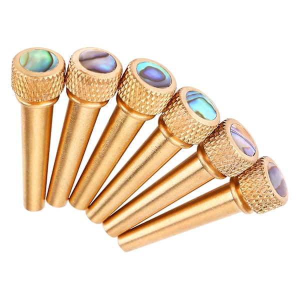 6 stk messing og abalone pins bro pin sett for akustisk folkegitar gitar tilbehør