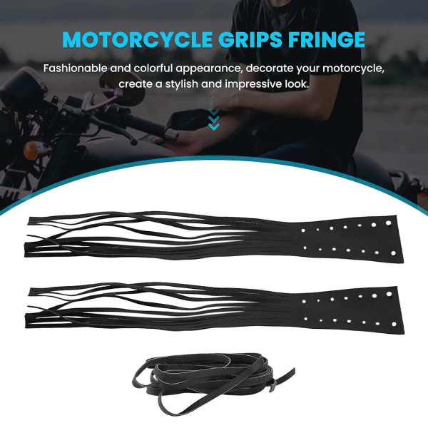 Motorcykel Svart PU Läder Broms Spak Skydd Biker Koppling Fransar Pärlor För Cruiser Chopper Bobber