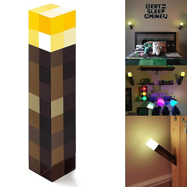 Minecraft Spil Fakkel Lampe Led Natlampe Genopladelig Hjem Soveværelse Dekoration Gave