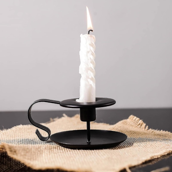 Musta kynttilänjalka metalliset kynttilänjalkatelineet jalustat pöytään sopivat kartiomaiset kynttilät häät, illallinen, juhla, syntymäpäivä, vuosipäivä sisustus