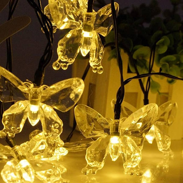 Aurinkopaneelit, Vedenpitävät 16ft 20LED Perhonen Jouluvaloja Koristevalot Kotiin Juhliin Hääihin Patioon Puutarhaan Verannalle Parvekkeelle (Läm