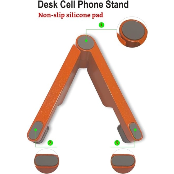 Mobiltelefonstativ, Universal Mini-størrelse Bærbar aluminiumslegering sammenleggbar telefonholder for skrivebord, kompatibel med alle mobiltelefoner, iPhone, iPad Mini, Tab