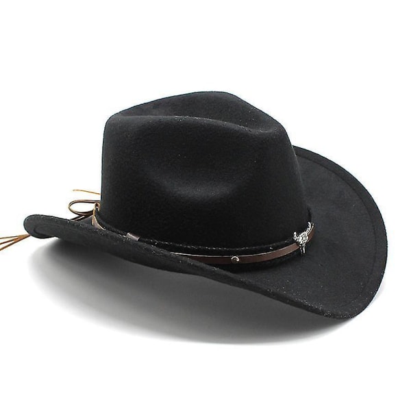 Dewenwils Western Cowboy Top Hat Filt Hat Svart