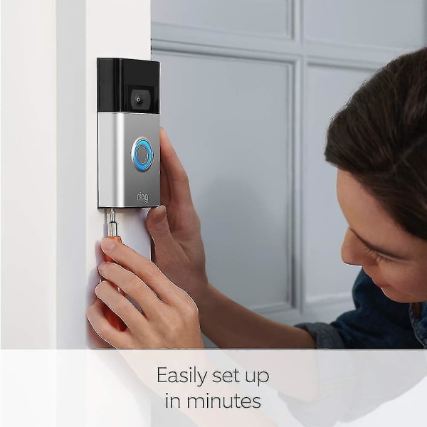 Ring videodørklokke (2. generasjon) | Trådløst videodørklokke sikkerhetskamera med 1080p HD-video, batteridrevet, wifi, enkel installasjon | 30-dagers gratis Tr