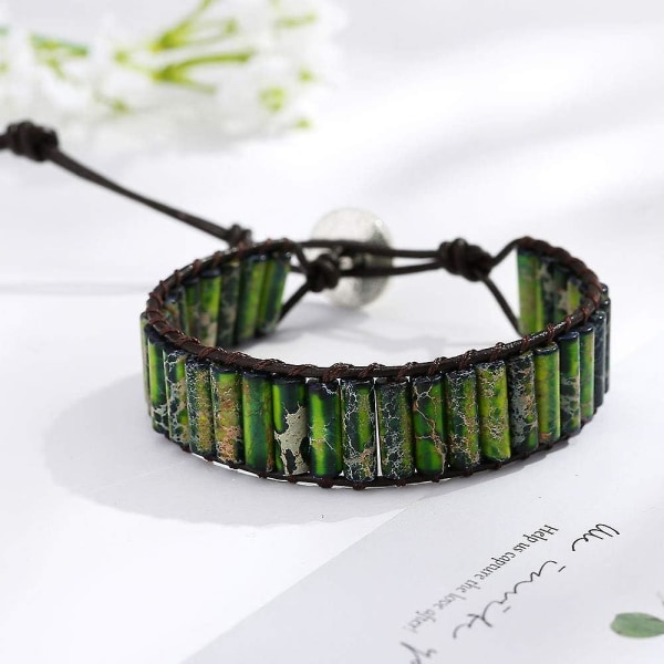 Naturstein Chakra Jaspis armbånd- Boho håndlagde wraps for kvinner