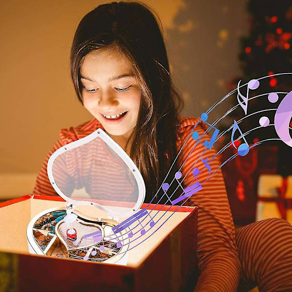 2023 - Musikaliskt smyckeskrin för flickor, hjärtformad roterande dansös speldosa