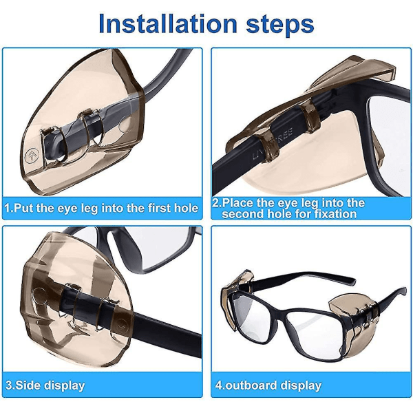 8 par sikkerhedsbriller Sidebeskyttelse Slip Clear Fleksibel Slip Shield