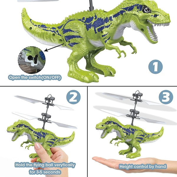 Dinosauruslelut Päivitetty lentävä lelupallo infrapuna-induktio Rc lentävä pallolelu lapsille pojille tytöille lahjat led-valohelikopterilla lentävä