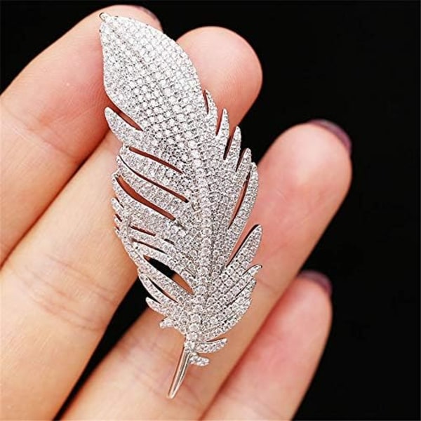 Rihmaustettu Höyhenen Rintaneula Naisille Miehille Muodikkaat Kristalliset Hienovaraiset Lehti Rintaneulat Rintamerkit Elegantti Pukeutumistarvikkeet Korut Boutonniere Corsage