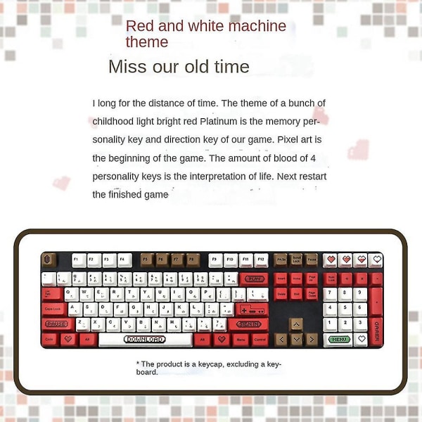 108 PBT Keycaps DIY Retro Keycaps Spilkonsol Ducky Mekanisk Gaming Tastatur Sort Hvid