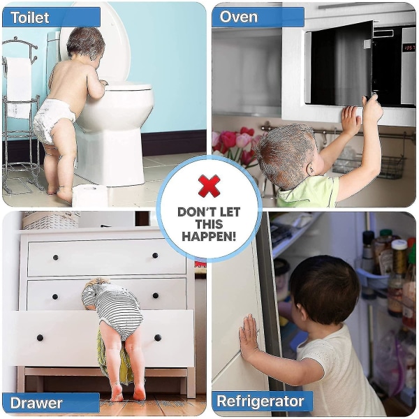 Børnesikkerhedsskab Låse til babysikret - skabe, skuffer, køleskab, skabsdøre osv. Pakke med 6, 3 m klæbemiddel med længdejustering