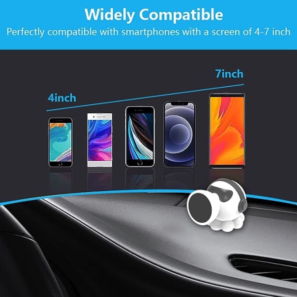 Søt magnetisk telefonholder for bilfeste, 360° justerbar magnetisk biltelefonfeste magnet mobiltelefonfeste kompatibel med iPhone Samsung (hvit)