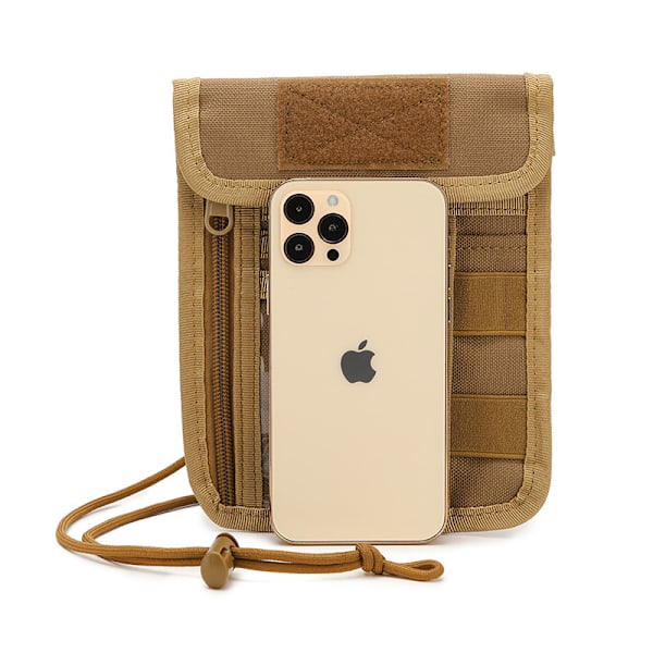 Passhållare Halsficka RFID-blockerande Resehalsficka ID-kortsorganisatörficka med Halsband (Coyote Brown)