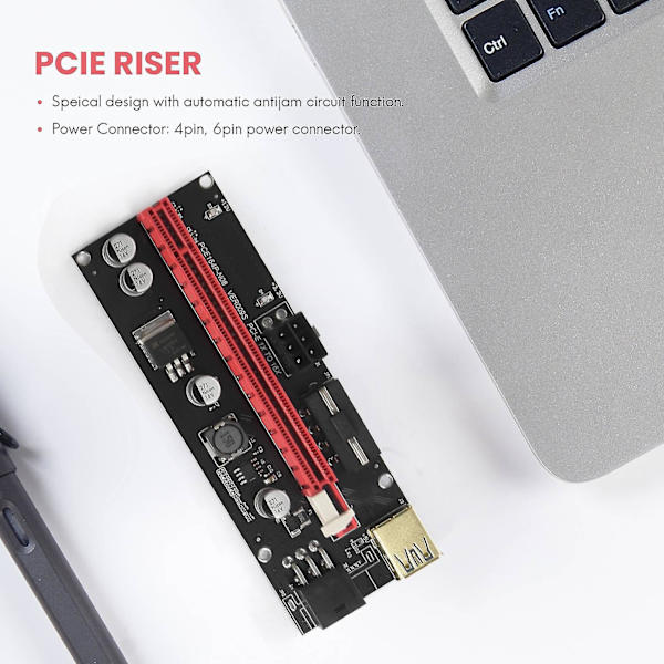 6 stk. Ver009 Usb 3.0 Pci-e Riser Ver 009s 1x Til 16x Extender Riser Adapter Sata 15pin Til 6 Pin