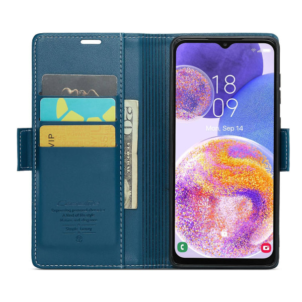 CASEME 023-serien lommebokveske til Samsung Galaxy A23 4G/A23 5G (global versjon) Litchi-stativ RFID Bl