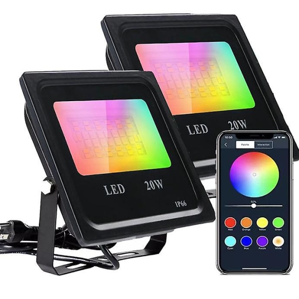 20w Rgb LED-strålkastare, dimbar färgstrålkastare med fjärrkontroll, Ip66 vattentät Rgb-strålkastare, 7 färger och 6 lägen, flerfärgad utomhusfloodl