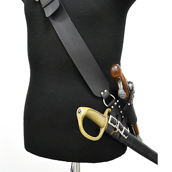 Musketööri merirosvo olkahihna Cutlass Flintlock kotelo Säädettävä miekan pidike Tuppe Pu nahkahihna Cosplay puku rekvisiitta
