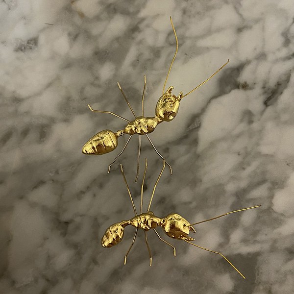 Guld Dyrefigurer Mini Myre Statue, Havekunst Messing Dekoration Dyr og Insekter, Hjem Hylder Dekoration Accenter Metal Myrer, Til Skrivebord, Spisebord, Tekop