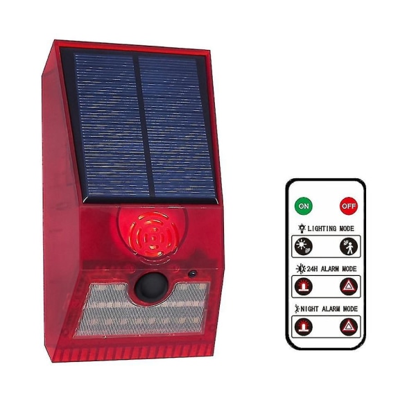 Solar Alarm Lys, Med Bevegelsesdetektor, Med Fjernkontroll Rød
