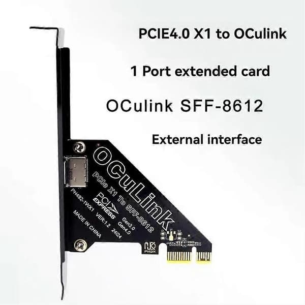 PCIe 4.0 X1 til Oculink SFF8611/8612 utvidelseskort til SFF-8639 U.2 SSD for eksternt grafikkort for Win/Linux Black