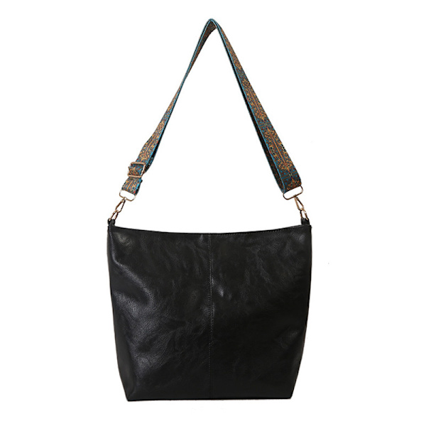 Kvinnors geometriska breda axelremsväska, stor kapacitet, crossbody-väskor, retro PU-läder, shopping- och resehandväska Khaki 30x25x10cm