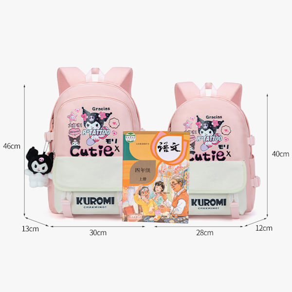 Kuromi co-branded skolväska flickor ryggsäck för tredje till sjätte klass söta grundskoleelever stor kapacitet högstadieelever 6120 l 6120 large pink naked bag