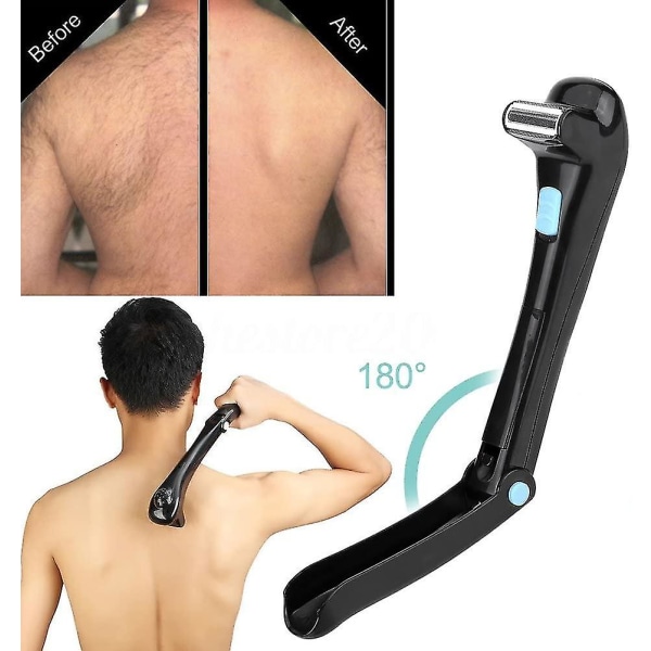 Rygghårbarbermaskin, elektrisk hårtrimmer Verktøy for fjerning av kroppshår Gjør-det-selv 180 grader sammenleggbar og trådløs design for menn kvinner