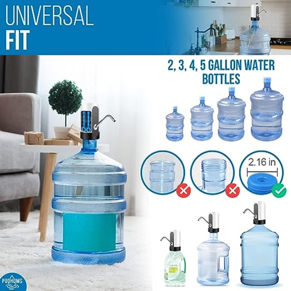 5 Gallons Vattenbehållare - USB Laddning Universal Passform Vattenflaska Pump för Dricksvatten Bärbar Automatisk Elektrisk Pump för Hem Kökskontor