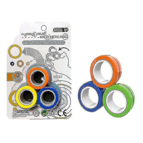 3-pack magiska magnetiska ringar klassiska trickspel dekompressionsstressavlastning Ns2