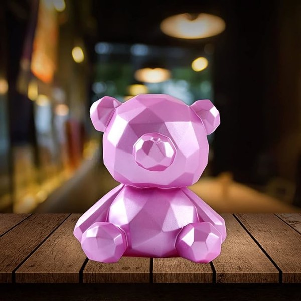Sparegris, 3D Geometric Creative Teddy Bear, kan lagres og trekkes tilbake, bursdagsgave til barn, pardekorasjon, dyrke pengesparing og Fina