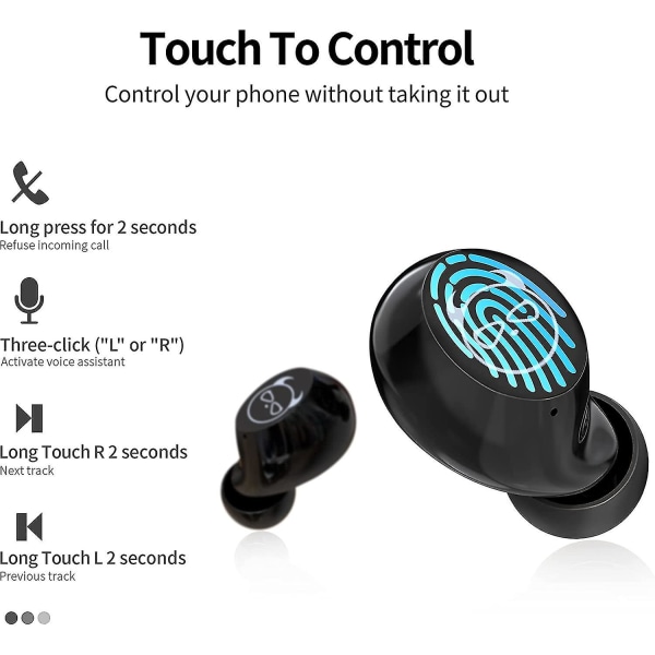 Bluetooth ørepropper, trådløse ørepropper Med ladeboks Ipx5 vanntett Bluetooth-hodesett