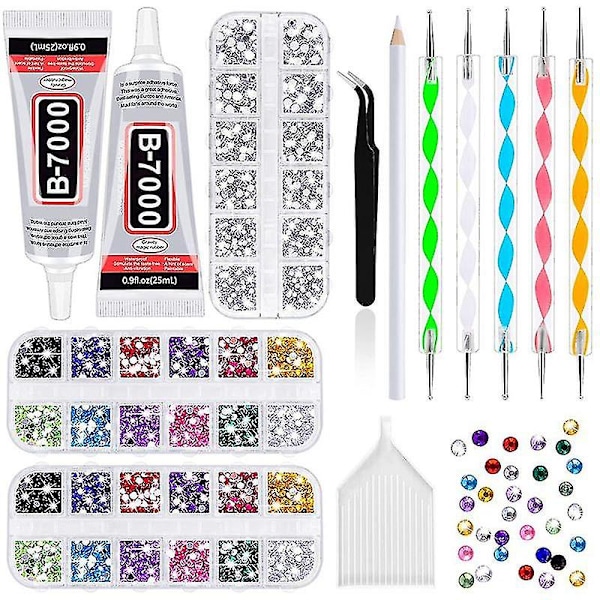 4000 Rhinestones 2stk 25ml Lim til Rhinestones, 1 Voksblyant til Kunst