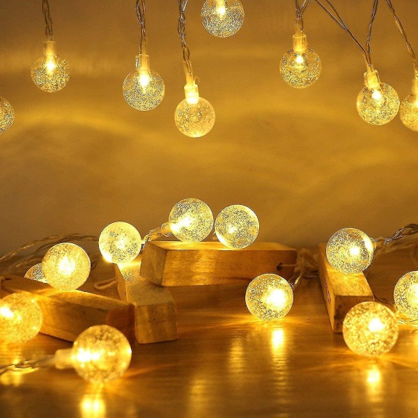 Wabjtam 10ft 20 Led Globe String Lights Indendørs Udendørs Dekorative Fairy Lights Varm hvid