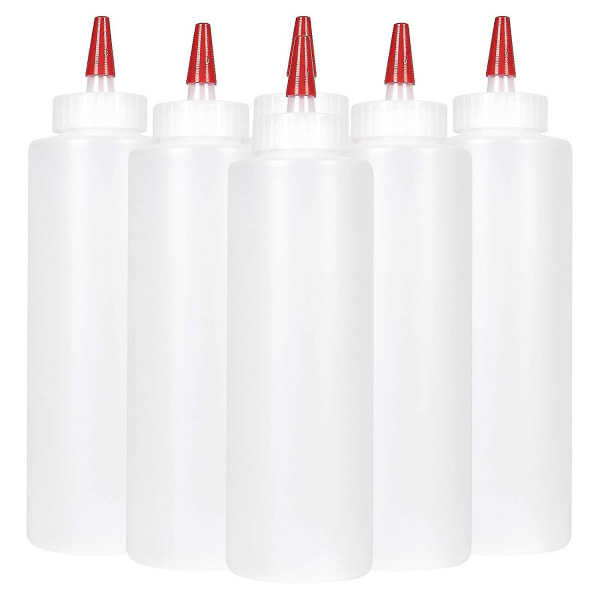 6 st klämflaskor för såser - 473 ml - Behållare för ketchup, grill, s