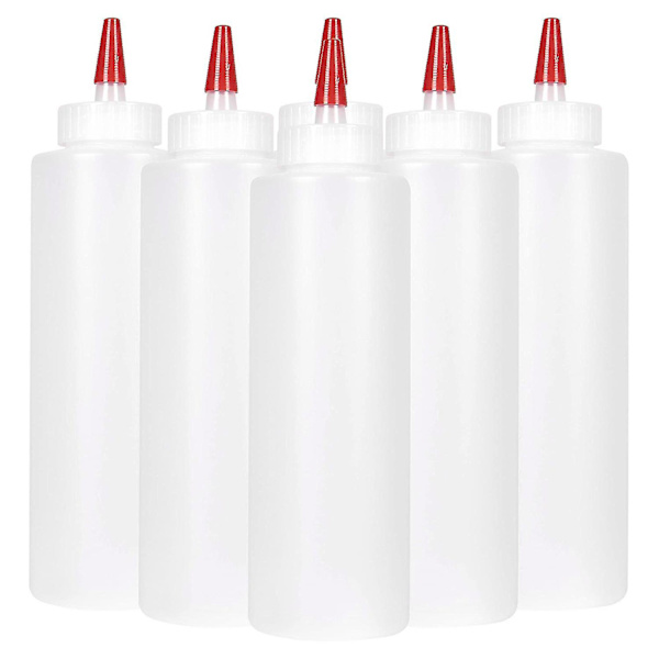 6 stk. Klemmesprøjteflasker til saucer - 16 ounce - Beholdere til ketchup, Bbq, S