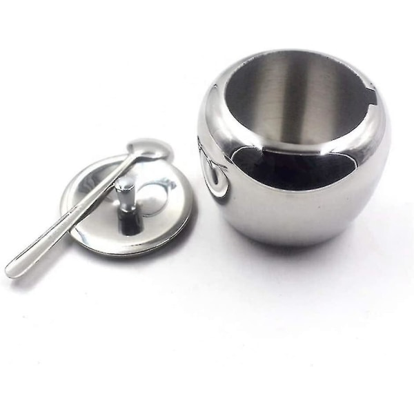 Stainless Steel Sugar Bowl With Lid And Spoon, Large Sugar Dispenser, Sugar Salt And Pepper Bowl