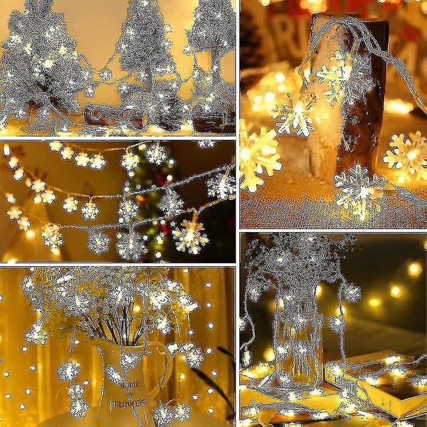 6m 40leds Lys 8 Tilstande Snefnug Lys Til Julepynt (varm Hvid)