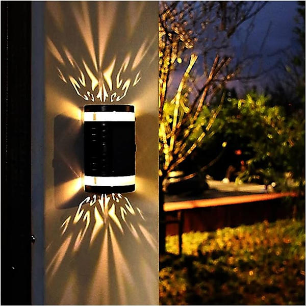 Solcelledrevet LED udendørs væglampe til havedekoration, lampe til altan, baghave, landskab, boligindretning Sola (farve: A, størrelse: One Size)