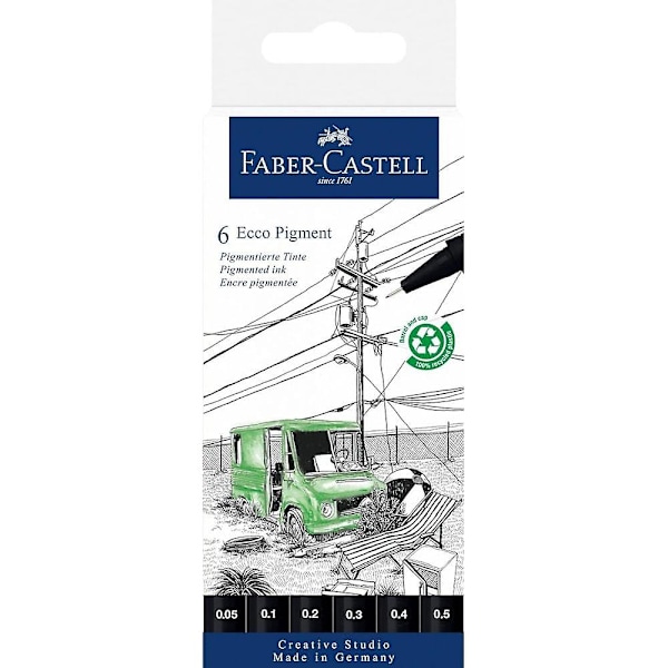 Faber-Castell Ecco Pigment Fineliners Pakke med 6***