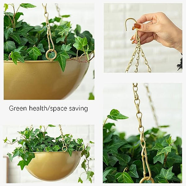 2 st järnhängande planter för inomhus- och utomhusväxter, hängande krukor med kedjehake, modern hängande växtkruka korg för suckulenter kaktus örter