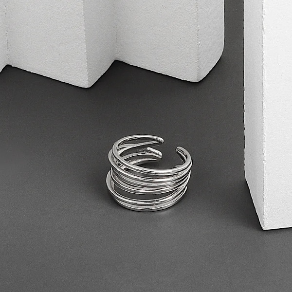 Silver ring man woman double thread round vintage fashion wedding jewelry open adjustable fashion 2022 gift R0037