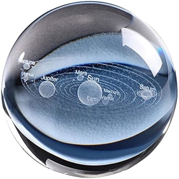 Aurinkokunnan galaktinen kristallipallo, aurinkokunnan malli, Fengshui lasipallon kodin sisustus, 60 mm (60 mm aurinkokunnan kristallipallo)